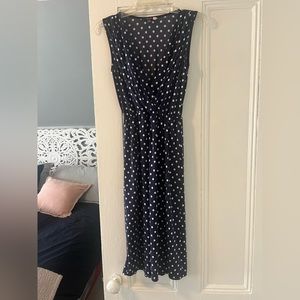 ModCloth navy blue dress with white polka dots